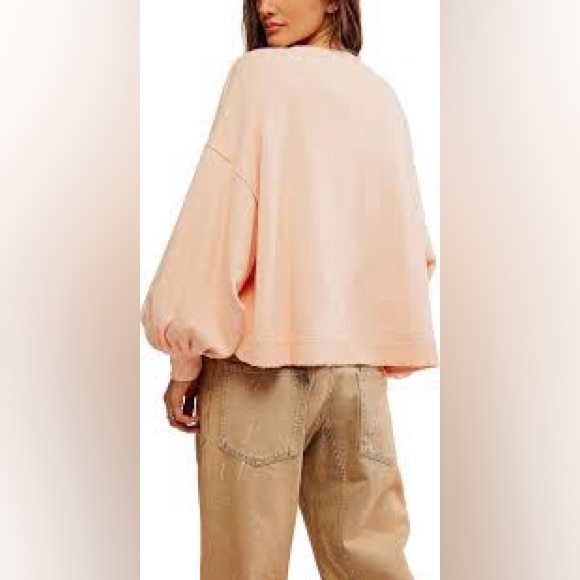 NWT Free People Trish Sweatshirt in Summer Peach - Picture 2 of 9